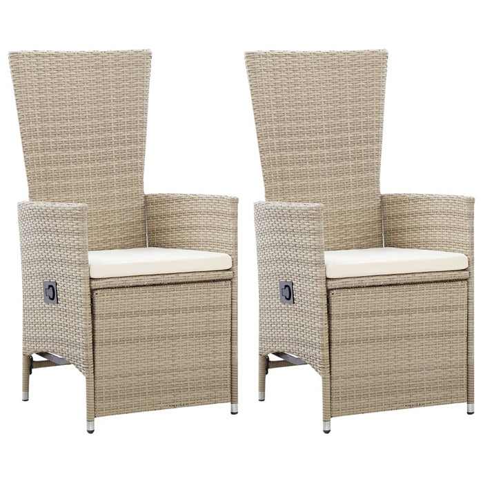 Sedie da Giardino Reclinabili 2 pz con Cuscini Polyrattan Beige cod mxl 8200