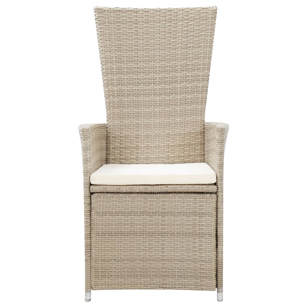 Sedie da Giardino Reclinabili 2 pz con Cuscini Polyrattan Beige cod mxl 8200