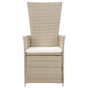 Sedie da Giardino Reclinabili 2 pz con Cuscini Polyrattan Beige cod mxl 8200