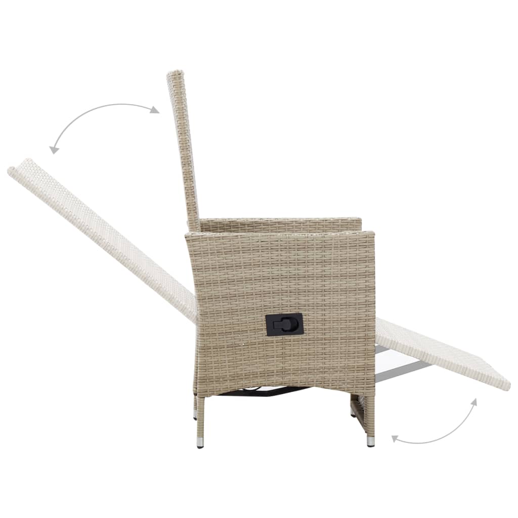Sedie da Giardino Reclinabili 2 pz con Cuscini Polyrattan Beige cod mxl 8200