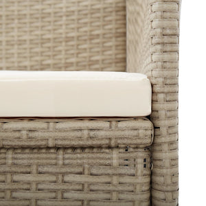 Sedie da Giardino Reclinabili 2 pz con Cuscini Polyrattan Beige cod mxl 8200
