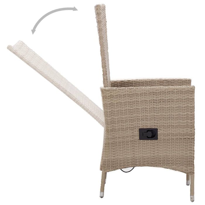 Set da Pranzo da Giardino 9 pz con Cuscini in Polyrattan Beige cod mxl 30061