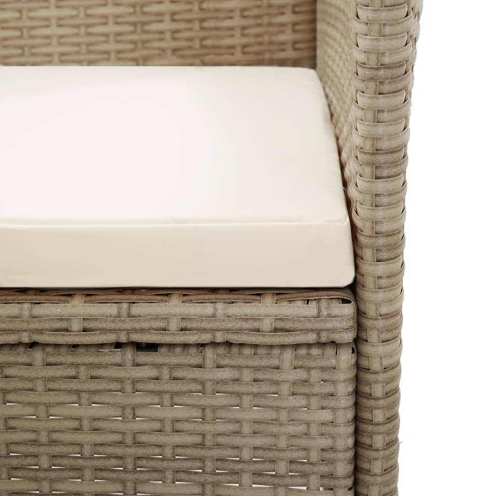 Set da Pranzo da Giardino 9 pz con Cuscini in Polyrattan Beige cod mxl 30061