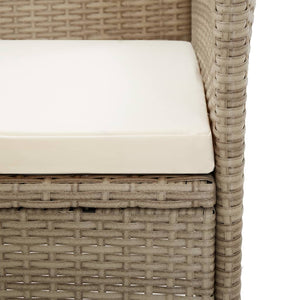 Set da Pranzo da Giardino 9 pz con Cuscini in Polyrattan Beige cod mxl 30061