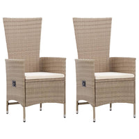 Sedie da Esterno 2 pz con Cuscini in Polyrattan Beige cod mxl 6256
