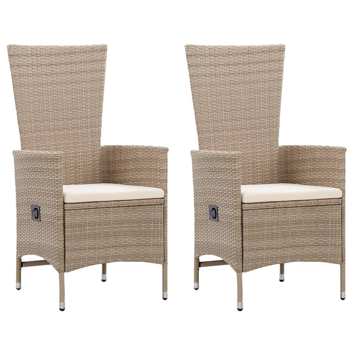 Sedie da Esterno 2 pz con Cuscini in Polyrattan Beige cod mxl 6256