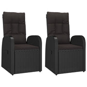 Sedie da Giardino Reclinabili 2 pz con Cuscini Polyrattan Nero cod mxl 12206