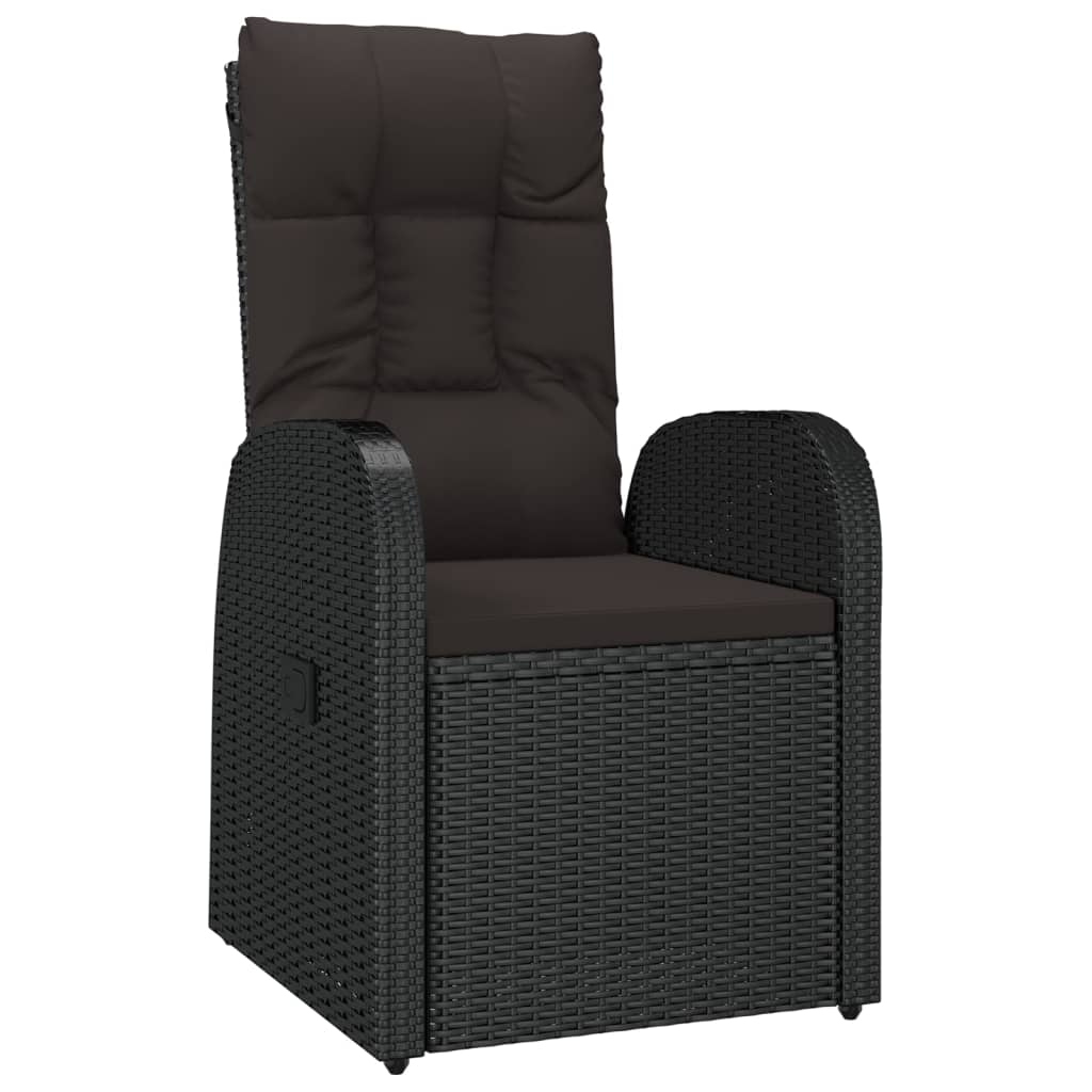 Sedie da Giardino Reclinabili 2 pz con Cuscini Polyrattan Nero cod mxl 12206