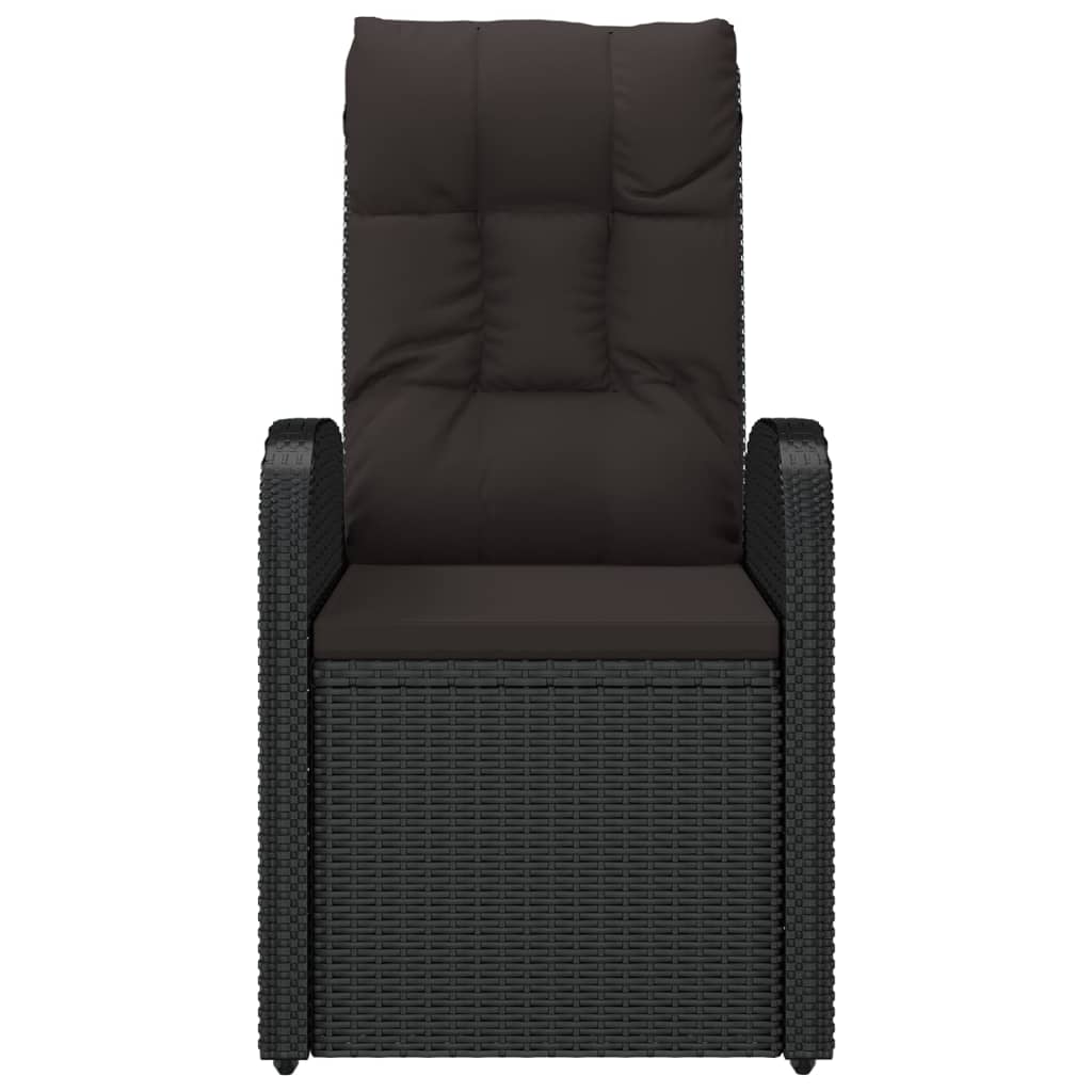 Sedie da Giardino Reclinabili 2 pz con Cuscini Polyrattan Nero cod mxl 12206