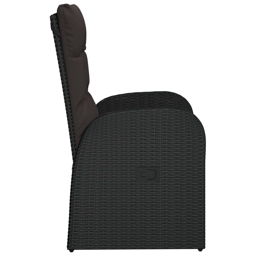Sedie da Giardino Reclinabili 2 pz con Cuscini Polyrattan Nero cod mxl 12206