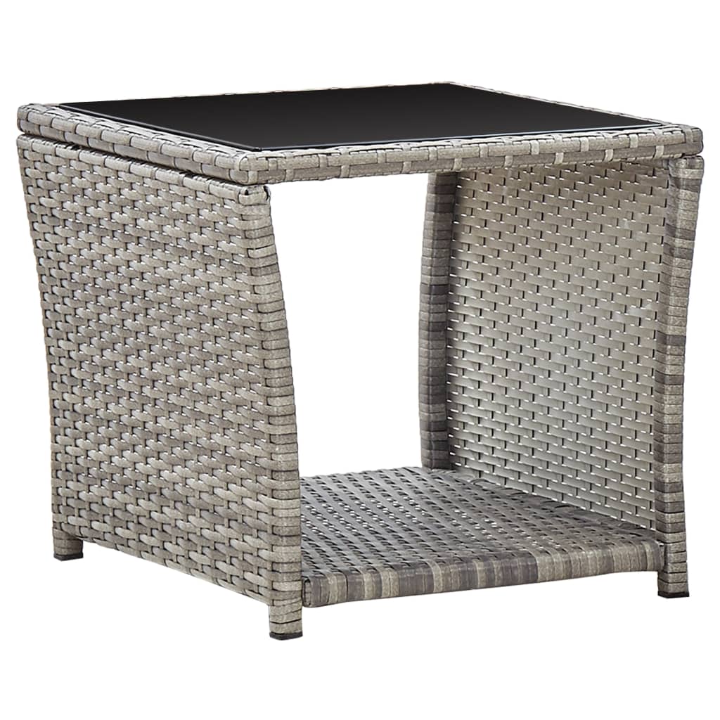Tavolino da CaffÃ¨ Grigio 45x45x40 cm in Polyrattan e Vetro cod mxl 52240