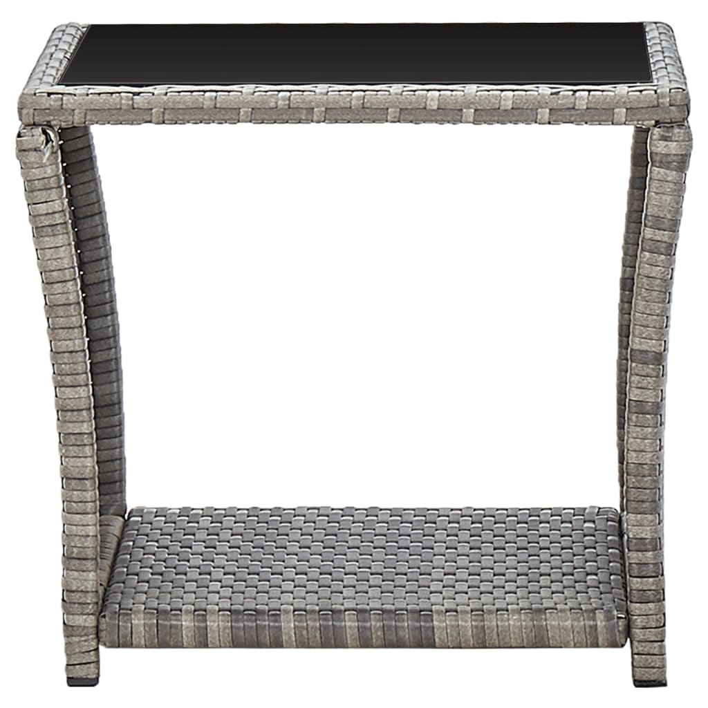 Tavolino da CaffÃ¨ Grigio 45x45x40 cm in Polyrattan e Vetro cod mxl 52240