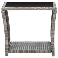 Tavolino da CaffÃ¨ Grigio 45x45x40 cm in Polyrattan e Vetro cod mxl 52240