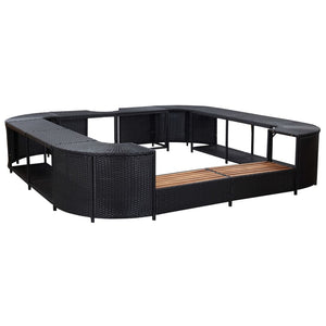 Bordo per Vasca da Spa Quadrato Nero 268x268x55 cm Polyrattan cod mxl 52550