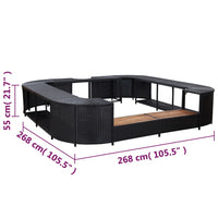 Bordo per Vasca da Spa Quadrato Nero 268x268x55 cm Polyrattan cod mxl 52550