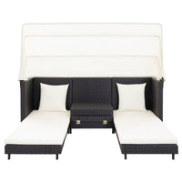 Divano Letto a 3 Posti Estendibile con Tetto Polyrattan Nero 46075
