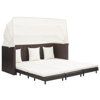 Divano Letto a 3 Posti Estendibile con Tetto Polyrattan Marrone cod mxl 55526