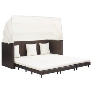 Divano Letto a 3 Posti Estendibile con Tetto Polyrattan Marrone cod mxl 55526