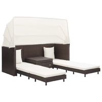 Divano Letto a 3 Posti Estendibile con Tetto Polyrattan Marrone cod mxl 55526