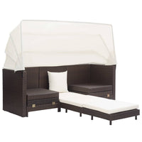 Divano Letto a 3 Posti Estendibile con Tetto Polyrattan Marrone cod mxl 55526