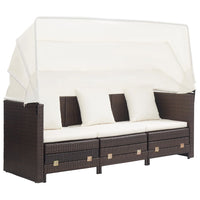 Divano Letto a 3 Posti Estendibile con Tetto Polyrattan Marrone cod mxl 55526