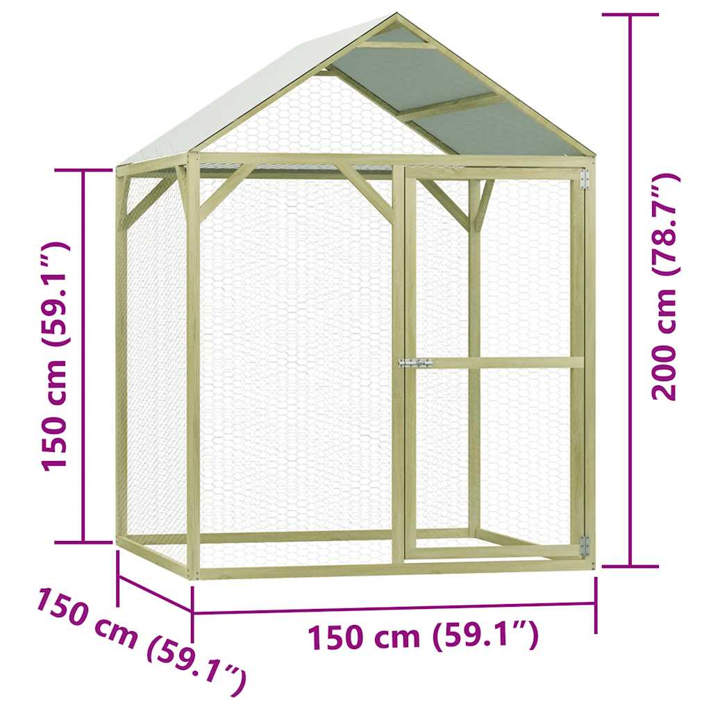 Pollaio 1,5x1,5x2 m in Legno di Pino Impregnato 278399