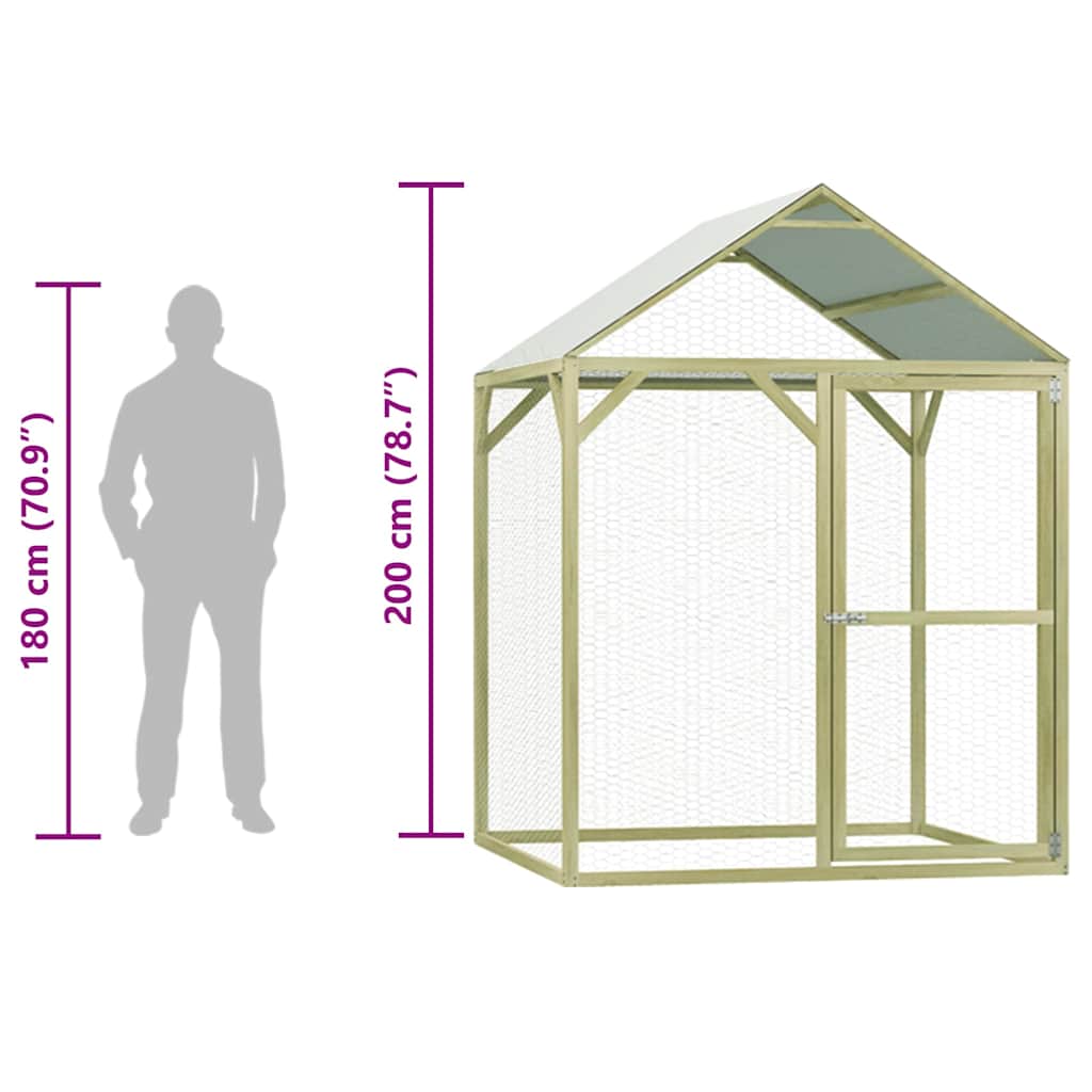 Pollaio 1,5x1,5x2 m in Legno di Pino Impregnato 278399