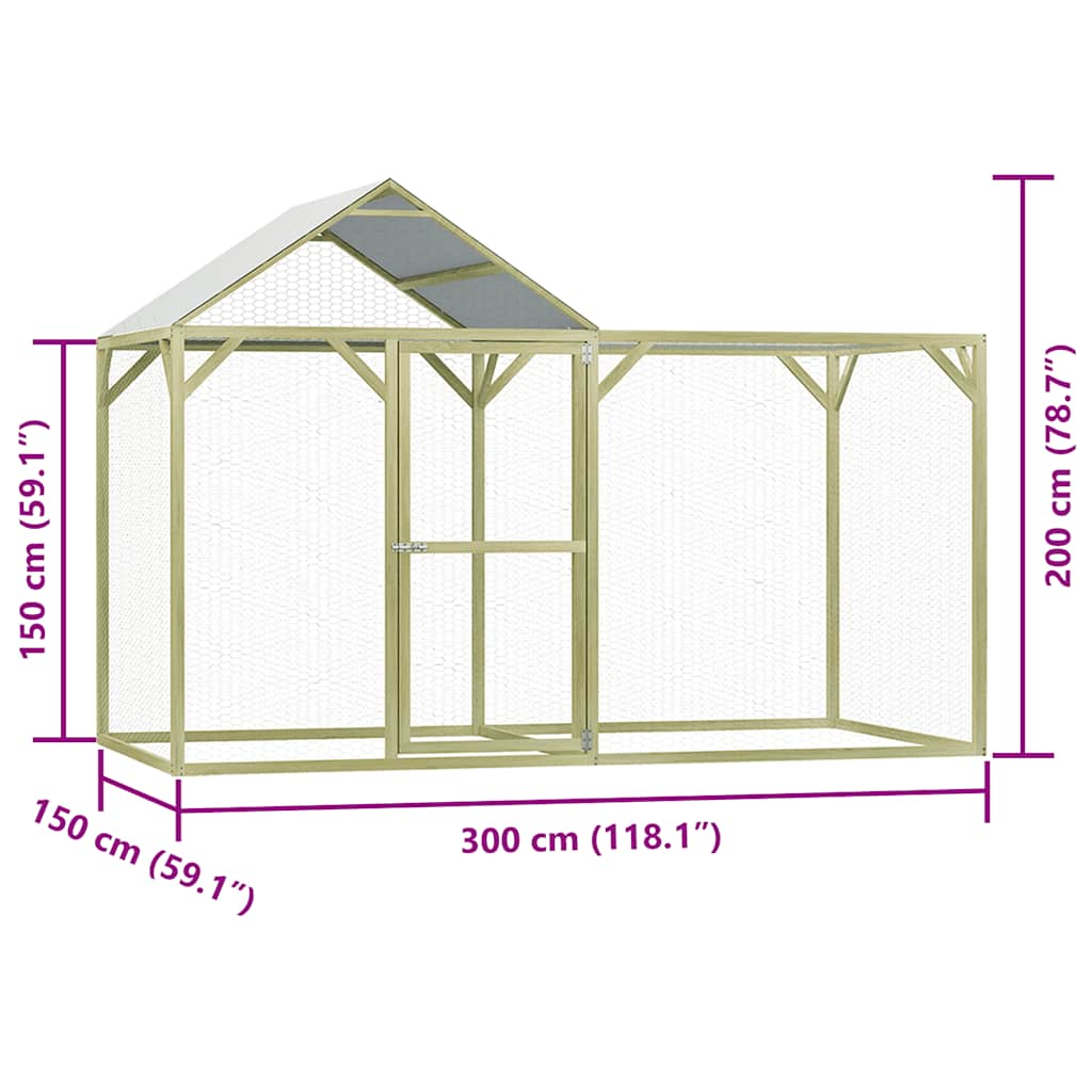 Pollaio 3x1,5x2 m in Legno di Pino Impregnato 278400