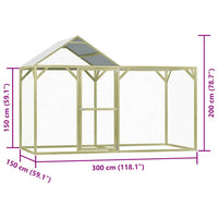 Pollaio 3x1,5x2 m in Legno di Pino Impregnato 278400
