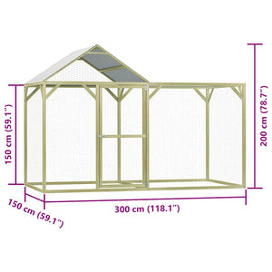 Pollaio 3x1,5x2 m in Legno di Pino Impregnato 278400