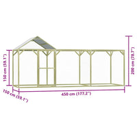 Pollaio 4,5x1,5x2 m in Legno di Pino Impregnato 278401