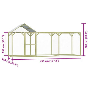 Pollaio 4,5x1,5x2 m in Legno di Pino Impregnato 278401
