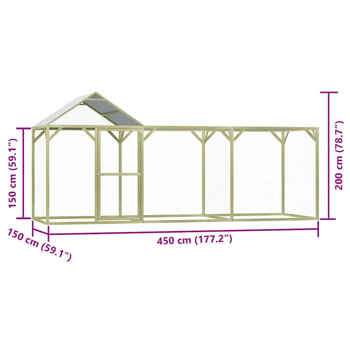Pollaio 4,5x1,5x2 m in Legno di Pino Impregnato 278401