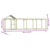 Pollaio 6x1,5x2 m in Legno di Pino Impregnato 278402