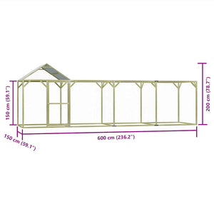 Pollaio 6x1,5x2 m in Legno di Pino Impregnato 278402