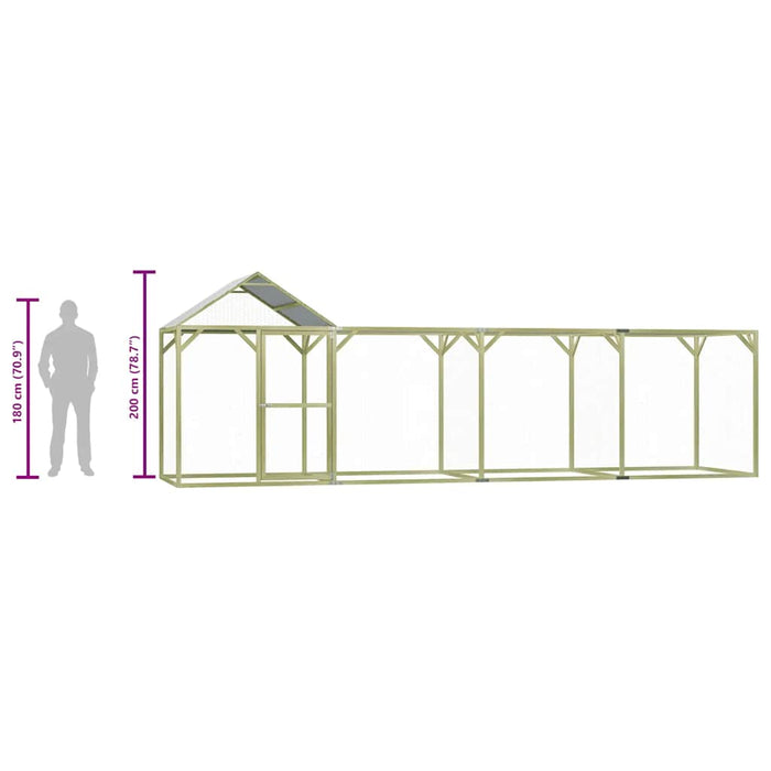 Pollaio 6x1,5x2 m in Legno di Pino Impregnato 278402