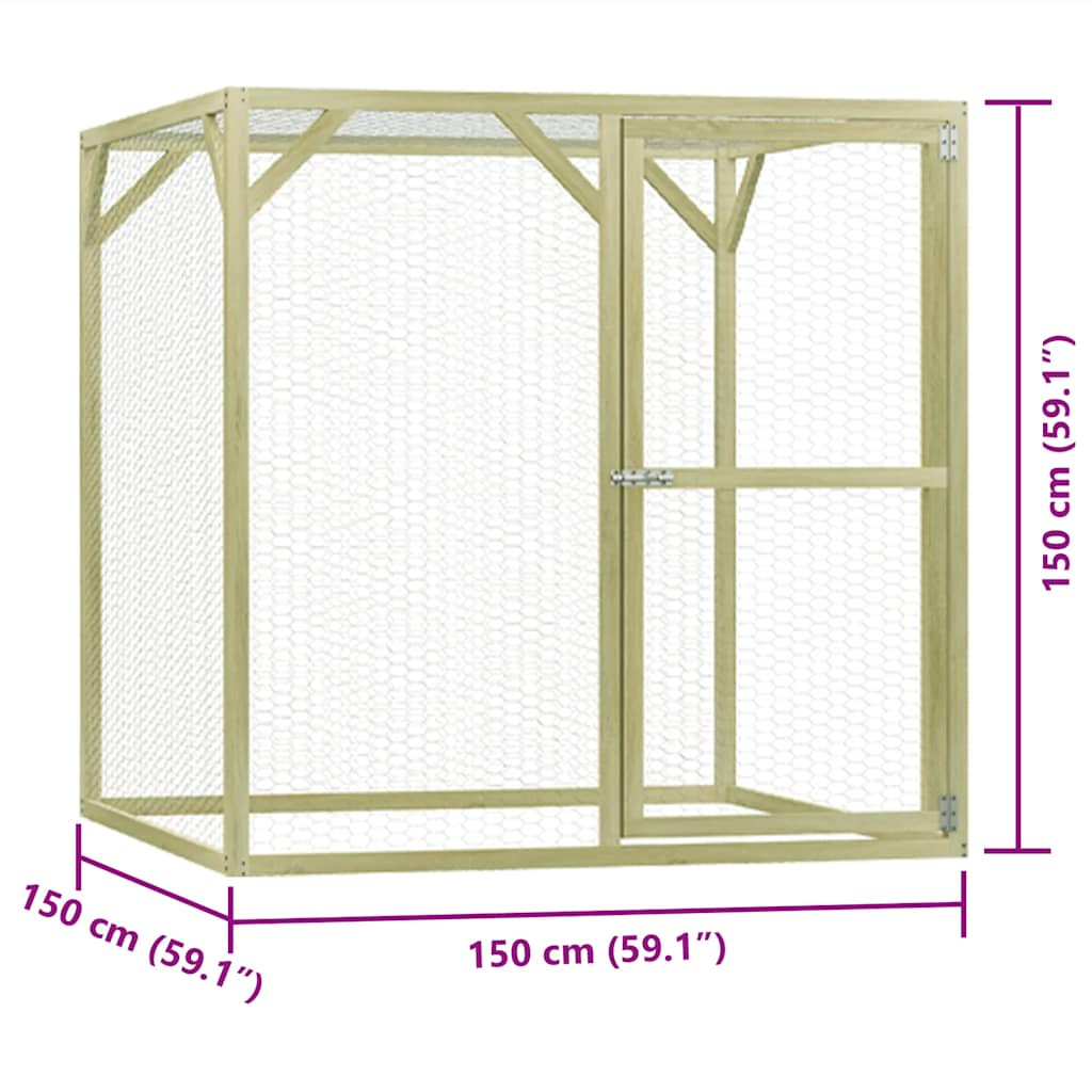 Pollaio 1,5x1,5x1,5 m in Legno di Pino Impregnato 278403
