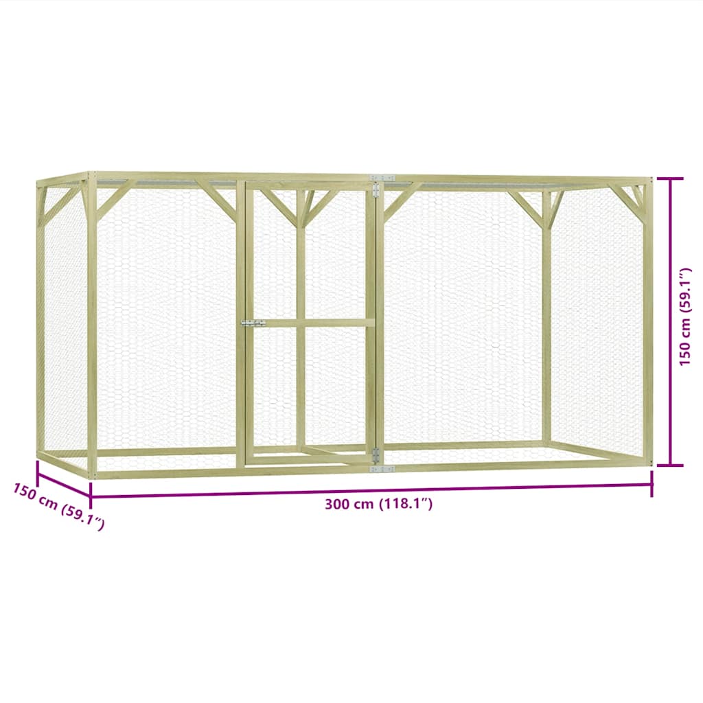 Pollaio 1,5x3x1,5 m in Legno di Pino Impregnato 278404