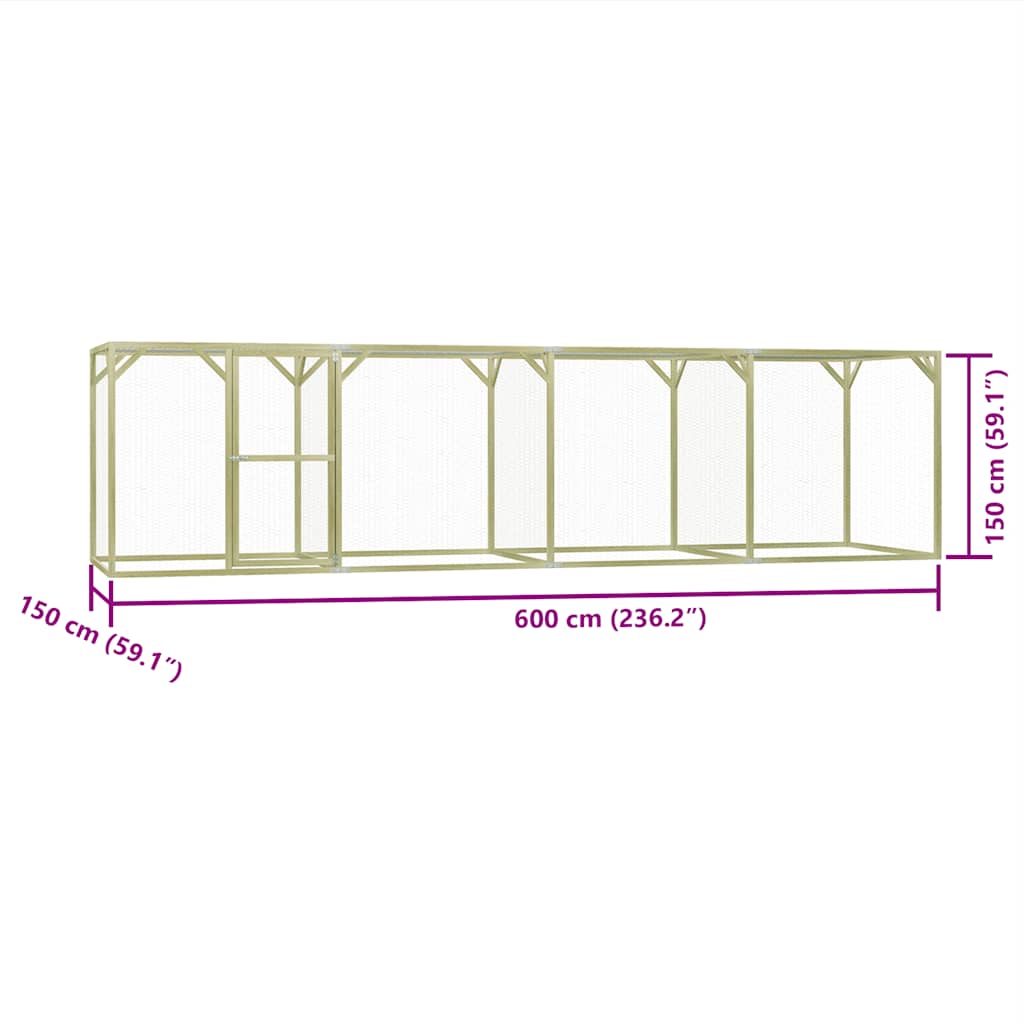 Pollaio 1,5x6x1,5 m in Legno di Pino Impregnato 278405