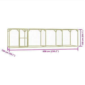 Pollaio 1,5x6x1,5 m in Legno di Pino Impregnato 278405
