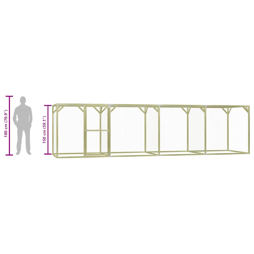 Pollaio 1,5x6x1,5 m in Legno di Pino Impregnato 278405