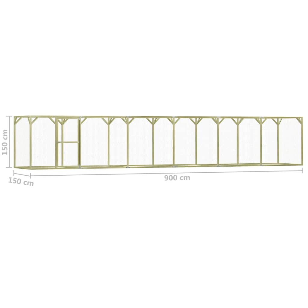 Pollaio 1,5x9x1,5 m in Legno di Pino Impregnato cod mxl 51583