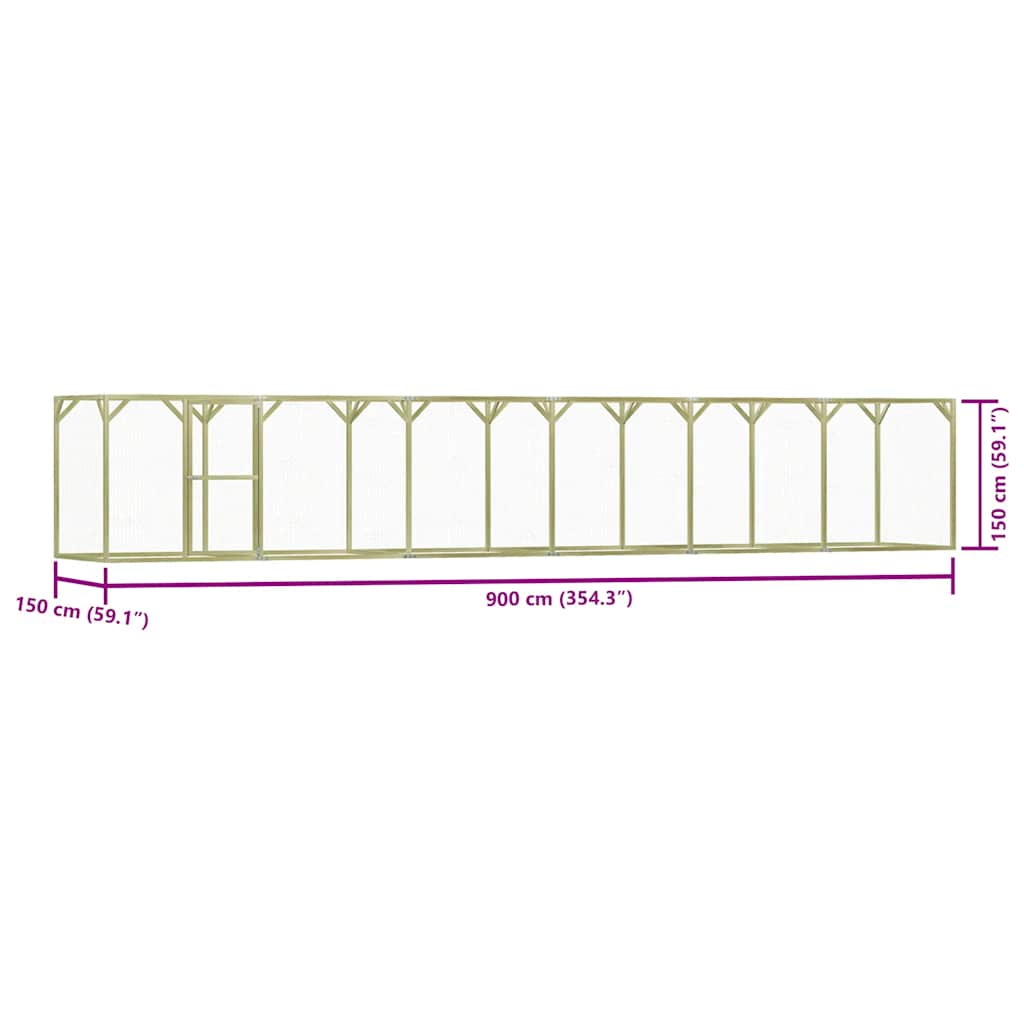 Pollaio 1,5x9x1,5 m in Legno di Pino Impregnato 278406