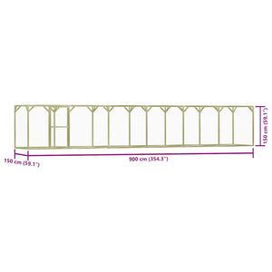 Pollaio 1,5x9x1,5 m in Legno di Pino Impregnato 278406