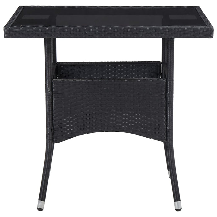 Set Mobili da Pranzo per Giardino 5 pz Nero Polyrattan e Vetro