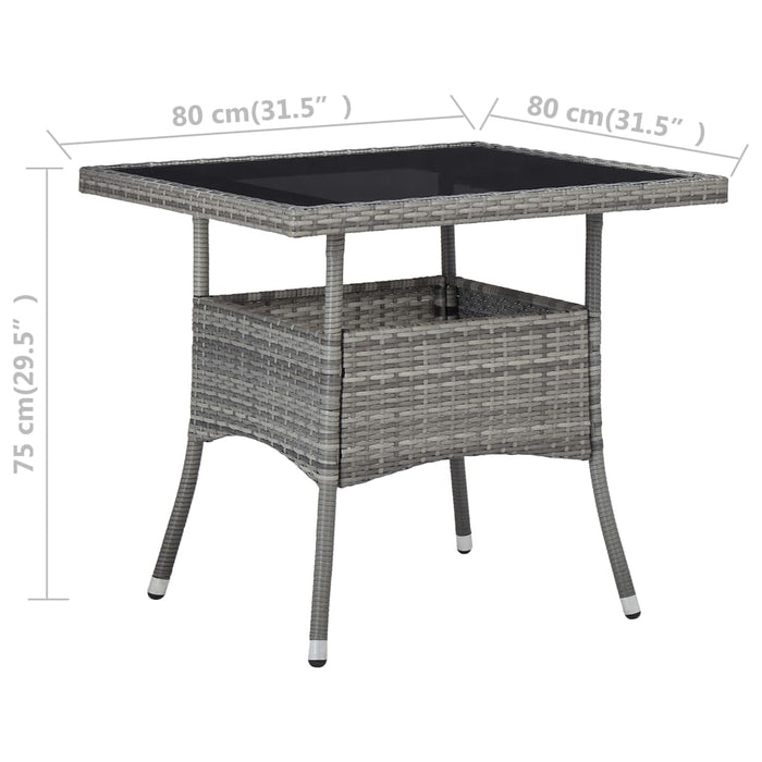 Tavolo da Pranzo per Giardino in Polyrattan Grigio e Vetro cod mxl 52939