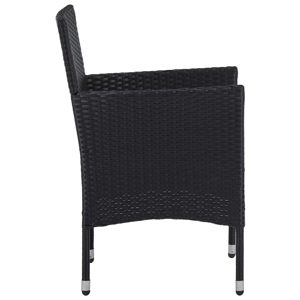 Set Sedie da Pranzo per Giardino 2 Pz in Polyrattan Nero 46179