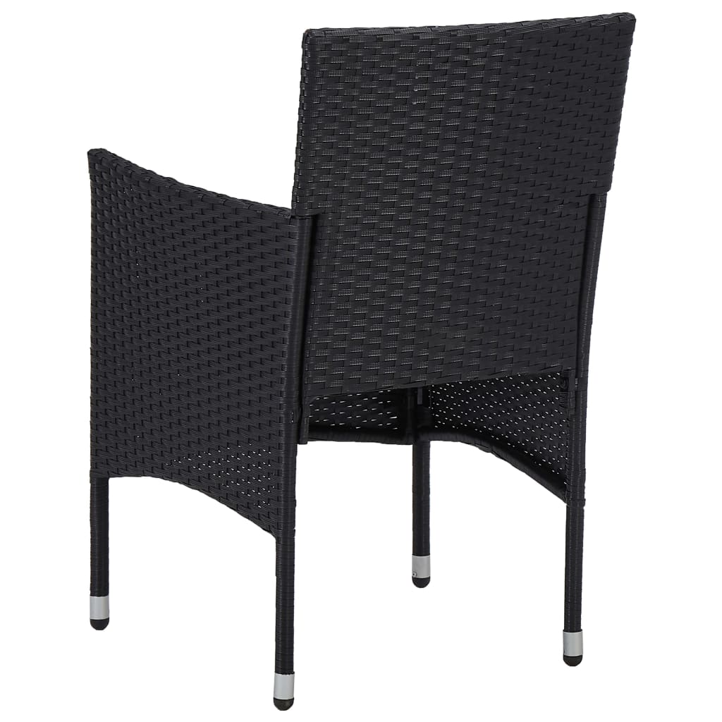 Set Sedie da Pranzo per Giardino 2 Pz in Polyrattan Nero 46179