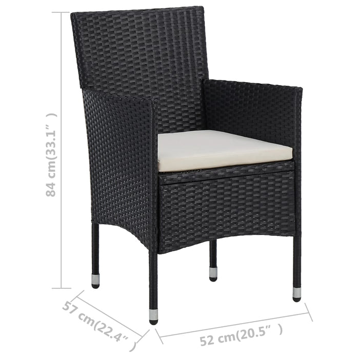 Set Sedie da Pranzo per Giardino 2 Pz in Polyrattan Nero 46179