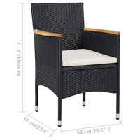 Sedie da Pranzo per Giardino 2 pz in Polyrattan Nero cod mxl 17068
